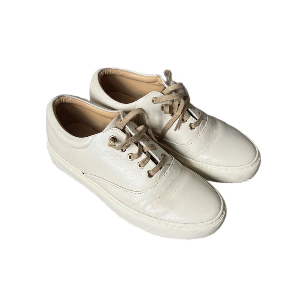 Nisolo Leather Lace Up Off White Sneaker Ladies Size 6
